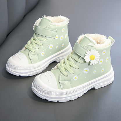 Cozy & Cute Girls' Winter Boots - Waterproof, Non-Slip, Warm Fleece Lining with Hook-and-loop Fastener Closure for Youngsters & Youngsters