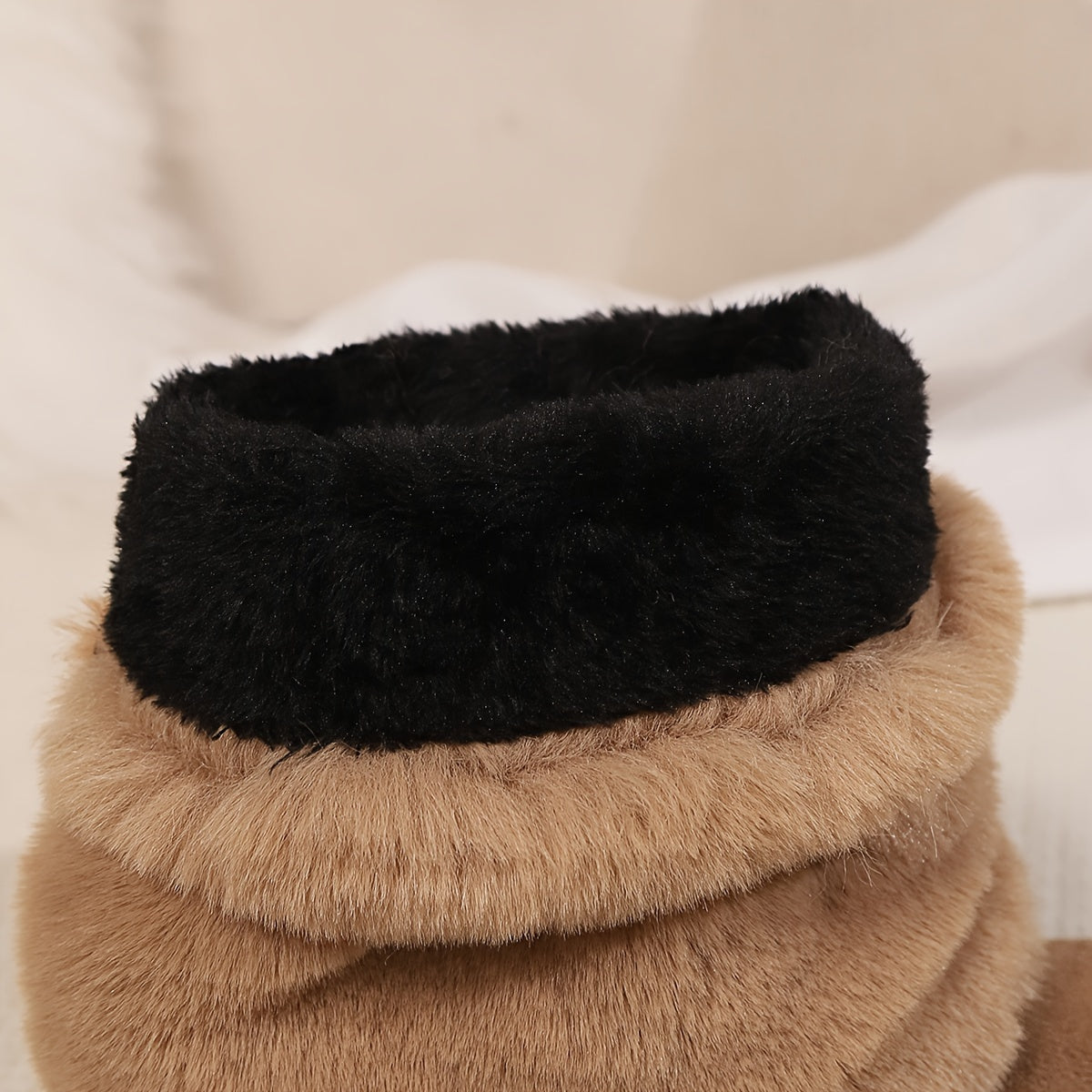 Women'S Plush Winter Boots - Soft Warm Slip-On Mid-Heel Round Toe with Plush & TPR Sole, All-Season Cozy BrownRedOrange - Slip-Resistant, Winter Boots, Seasonal Footwear, Comfortable Footwear