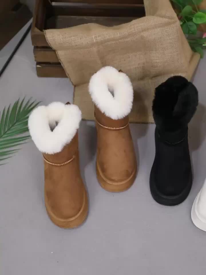 Cozy Faux Fur Bowknot Over-the-Knee Winter Boots - Ankle & Bootie - Thick Heel, Warm, Fluffy, and Chic Design for Cold Weather - Perfect for Outdoor Activities