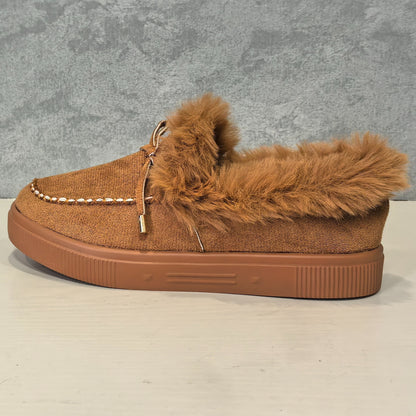 1PC Fleece Lined Snow Boots for Women, Short Flat and Warm Winter Boots with Smooth Color Laces