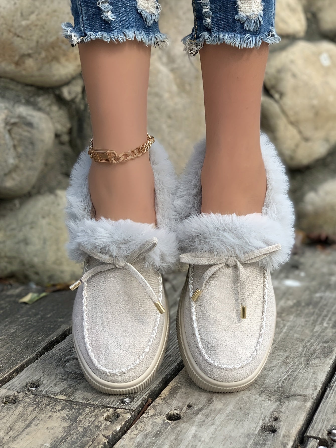 Cozy Fluffy Boots for Women - Soft Platform, Thermal Lining, Round Toe, Non-slip Sole, Warm and Comfortable Winter Boots with Soft Sole for Snowy Days - Perfect for Cold Weather