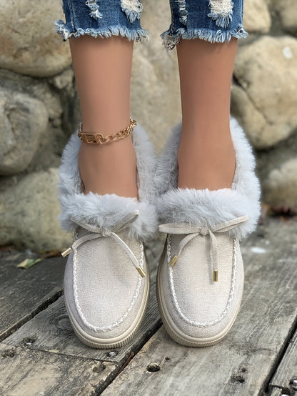 Cozy Fluffy Boots for Women - Soft Platform, Thermal Lining, Round Toe, Non-slip Sole, Warm and Comfortable Winter Boots with Soft Sole for Snowy Days - Perfect for Cold Weather