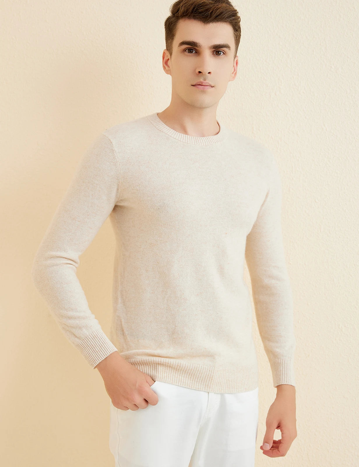 Sweater for Men 100% Merino Wool Knit Sweaters New Fall Winter Warm Long Sleeve Pullover Male Soft Jumper Korean Luxury Clothing