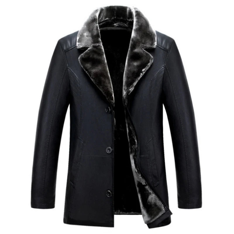 Men leather jackets New arrival Winter brand plus Velvet thick Warm Motorcycle Business Casual Mens Leather Jackets coats