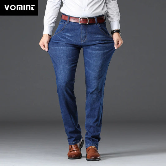 Mens Jeans  Business Regular Straight Full Lenght Jean Casual Denim Trousers Elasticity Stretch Fabric Pant