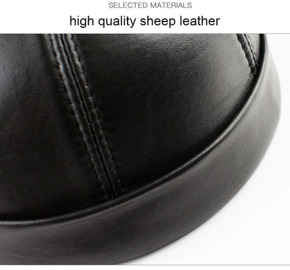 Real Leather Retro Hat Casual Landlord Chinese-Style Hat Sheepskin Cap Thin Round Caps Fashion Winter And Autumn Luxury Hats