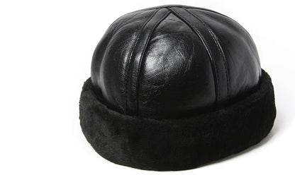 Wholesale New Fashion 2020 Hot Sale 100% High Quality Genuine Round Leather Hats Men Women Winter Warm Sheep leather Cap