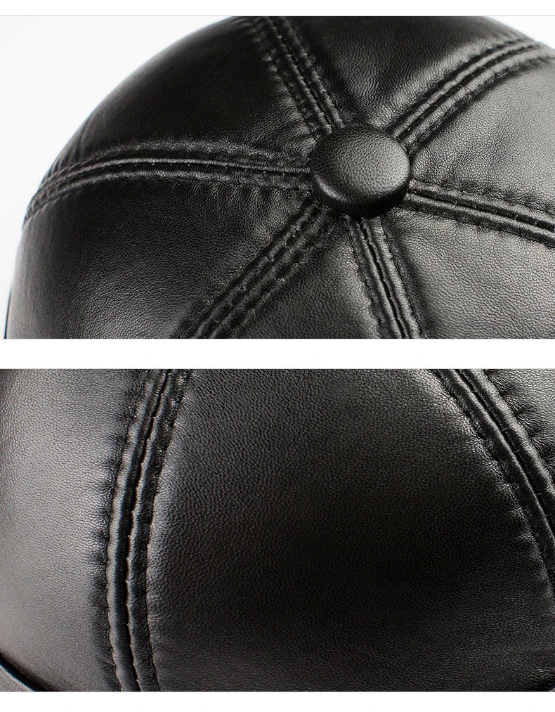 Real Leather Retro Hat Casual Landlord Chinese-Style Hat Sheepskin Cap Thin Round Caps Fashion Winter And Autumn Luxury Hats