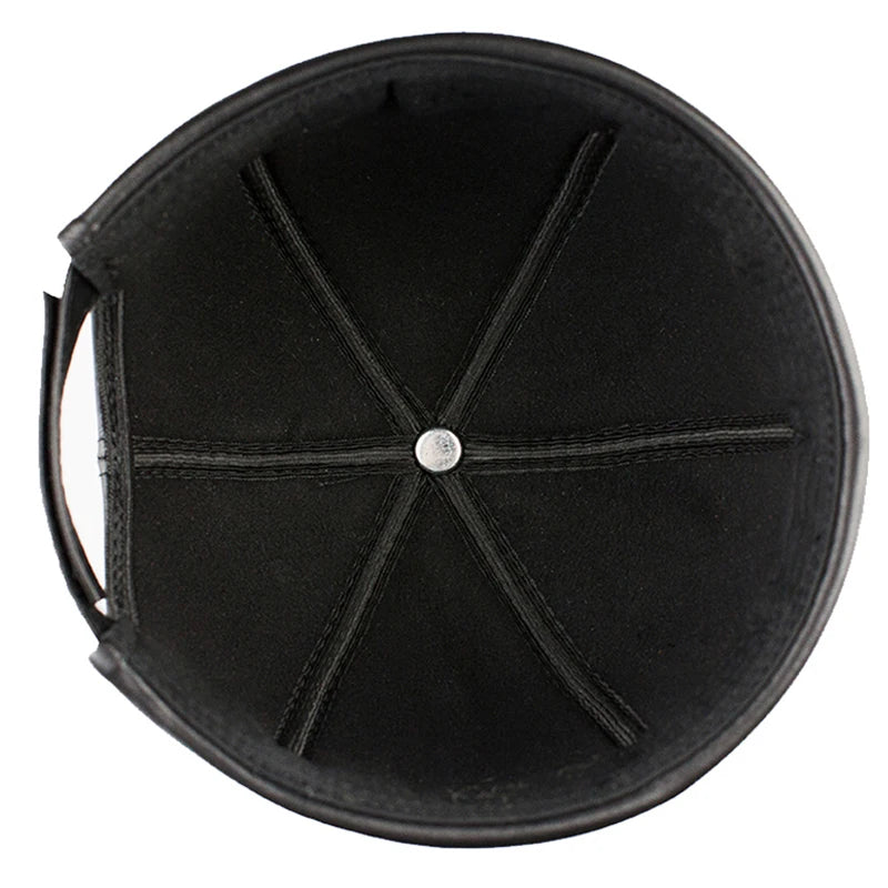 Real Leather Retro Hat Casual Landlord Chinese-Style Hat Genuine Leather Cap Thin Round Caps Fashion Winter Autumn Luxury Hats