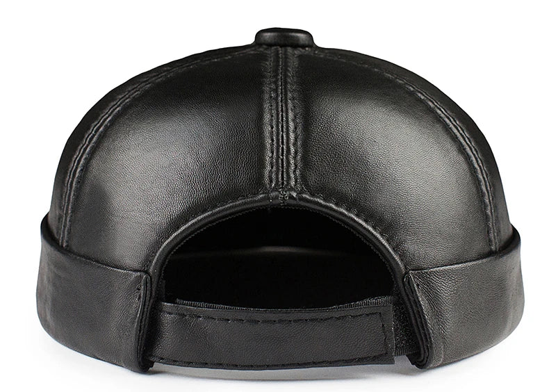 Real Leather Retro Hat Casual Landlord Chinese-Style Hat Genuine Leather Cap Thin Round Caps Fashion Winter Autumn Luxury Hats