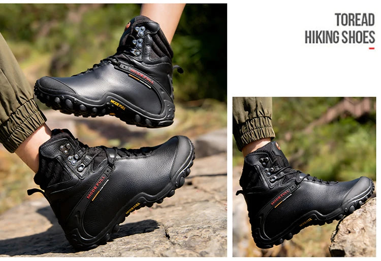 Cow Leather Men Winter Hiking Boots For Women Outdoor Waterproof Treeking Snow Shoes Climbing Mountain Hunting Walking Sneakers