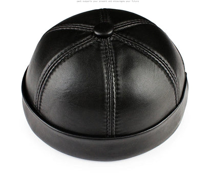 Real Leather Retro Hat Casual Landlord Chinese-Style Hat Genuine Leather Cap Thin Round Caps Fashion Winter Autumn Luxury Hats