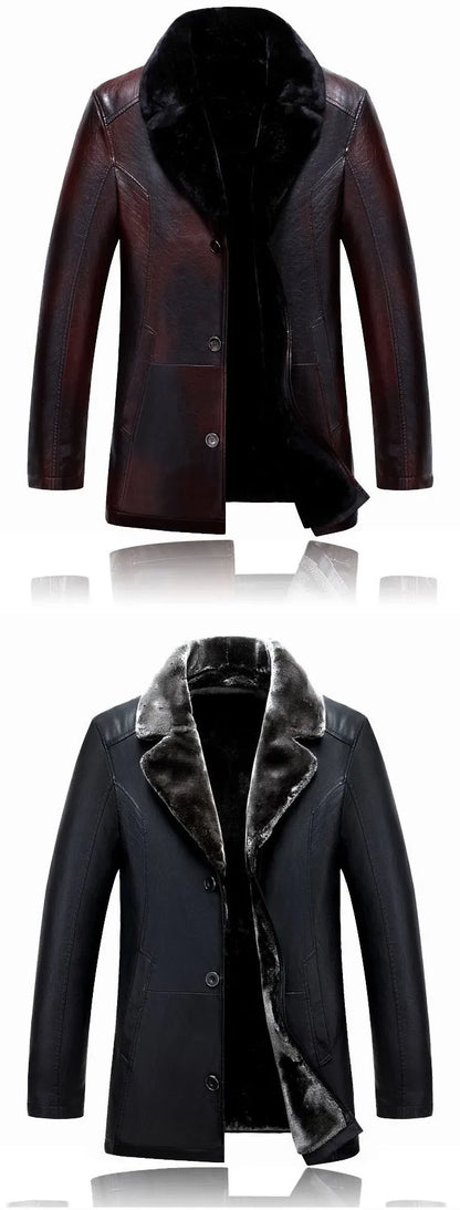 Men leather jackets New arrival Winter brand plus Velvet thick Warm Motorcycle Business Casual Mens Leather Jackets coats