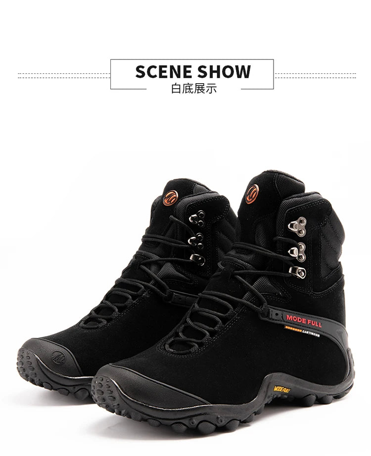 Cow Leather Men Winter Hiking Boots For Women Outdoor Waterproof Treeking Snow Shoes Climbing Mountain Hunting Walking Sneakers