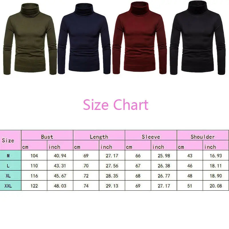 Men's Sweaters Winter Autumn Turtleneck Long Sleeve Plain Stretch Kintted Pullovers Basic Tops Slim Fit Fashion Mens Sweater