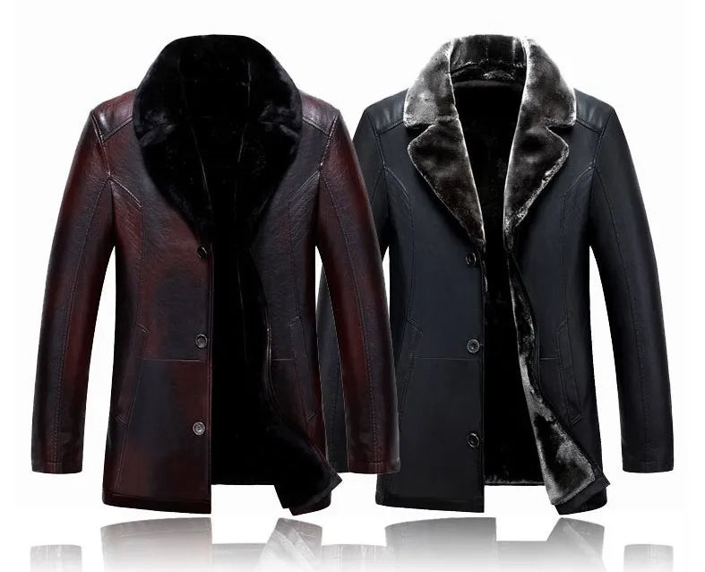 Men leather jackets New arrival Winter brand plus Velvet thick Warm Motorcycle Business Casual Mens Leather Jackets coats