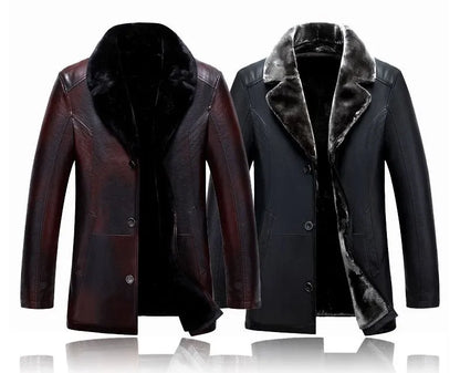 Men leather jackets New arrival Winter brand plus Velvet thick Warm Motorcycle Business Casual Mens Leather Jackets coats