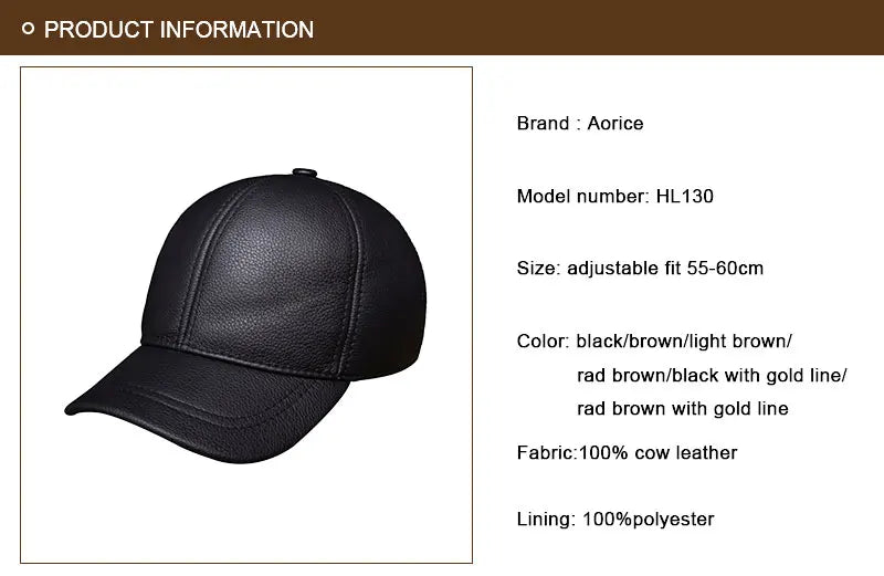 2025 Men's genuine leather baseball cap hat brand new style spring brand new style winter Russian warm one fur caps hats