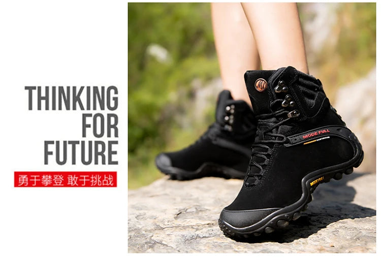 Cow Leather Men Winter Hiking Boots For Women Outdoor Waterproof Treeking Snow Shoes Climbing Mountain Hunting Walking Sneakers