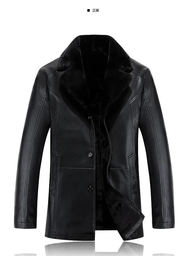 Men leather jackets New arrival Winter brand plus Velvet thick Warm Motorcycle Business Casual Mens Leather Jackets coats