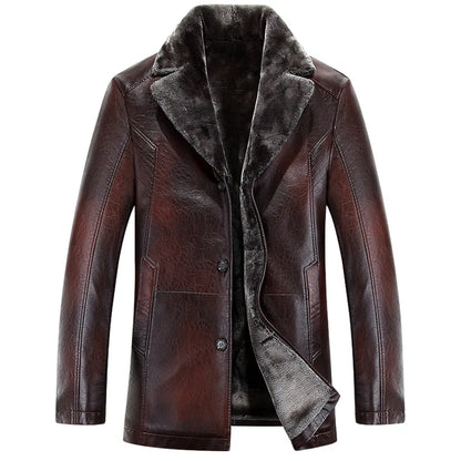 Men leather jackets New arrival Winter brand plus Velvet thick Warm Motorcycle Business Casual Mens Leather Jackets coats