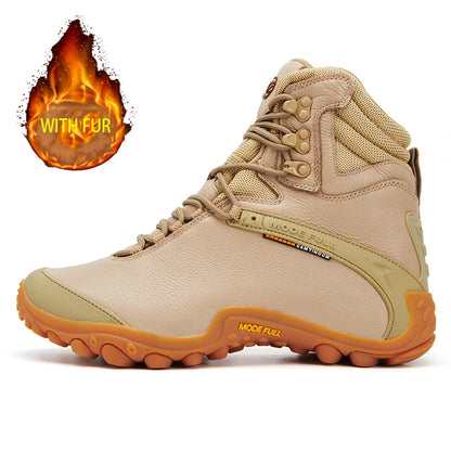 Cow Leather Men Winter Hiking Boots For Women Outdoor Waterproof Treeking Snow Shoes Climbing Mountain Hunting Walking Sneakers