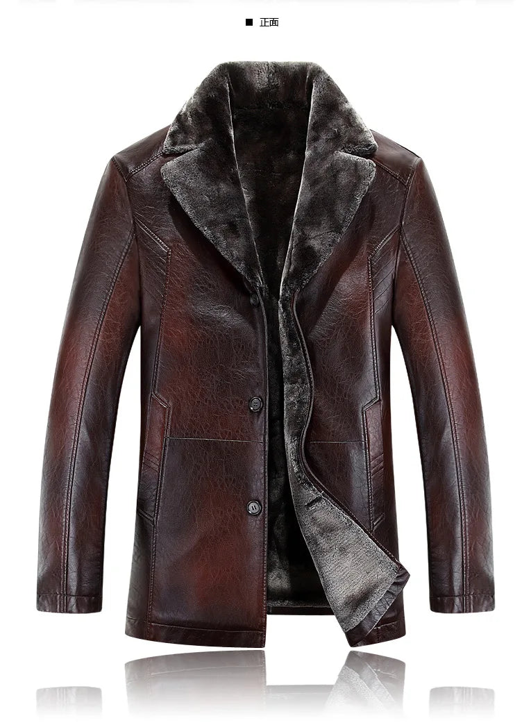 Men leather jackets New arrival Winter brand plus Velvet thick Warm Motorcycle Business Casual Mens Leather Jackets coats