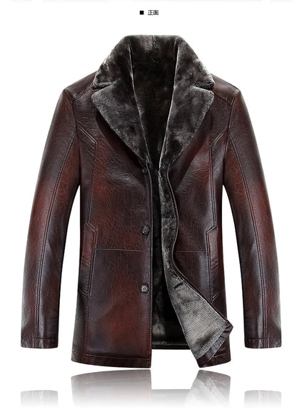 Men leather jackets New arrival Winter brand plus Velvet thick Warm Motorcycle Business Casual Mens Leather Jackets coats
