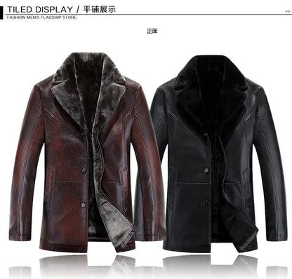 Men leather jackets New arrival Winter brand plus Velvet thick Warm Motorcycle Business Casual Mens Leather Jackets coats