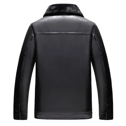 Winter Men's Leather Plus Velvet Thick Fur One Lapel Leather Jacket Warm Casual Slim Smart Mens Leather Jacket Male Winter Coats