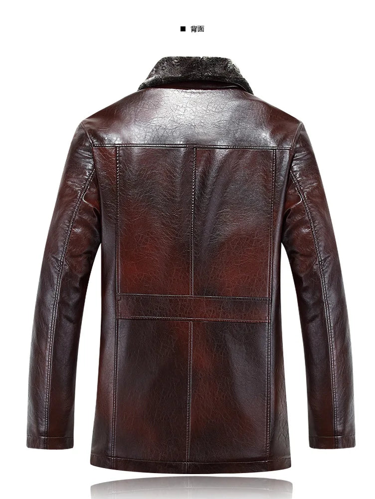 Men leather jackets New arrival Winter brand plus Velvet thick Warm Motorcycle Business Casual Mens Leather Jackets coats