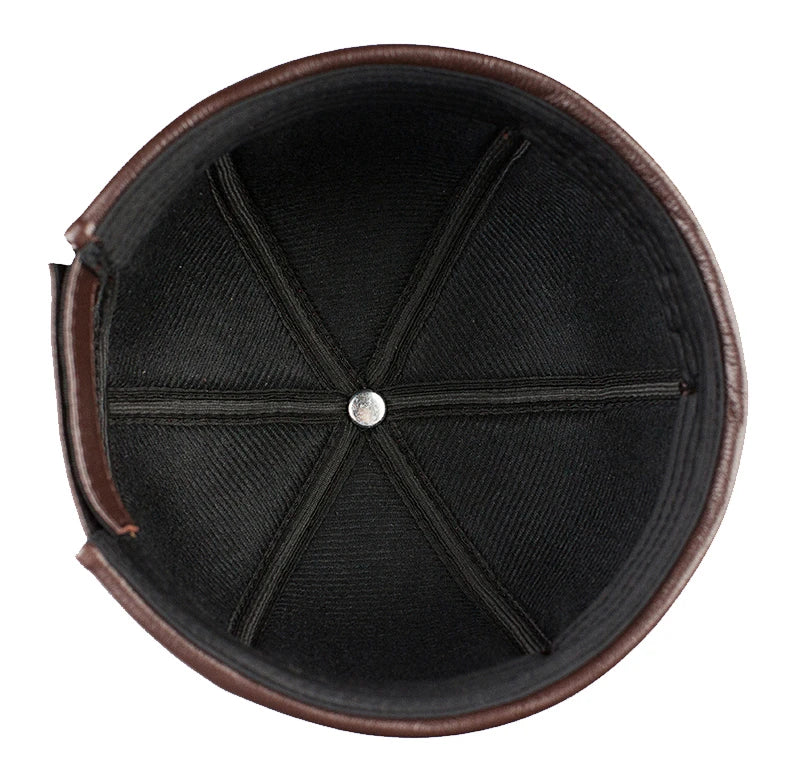 Real Leather Retro Hat Casual Landlord Chinese-Style Hat Genuine Leather Cap Thin Round Caps Fashion Winter Autumn Luxury Hats
