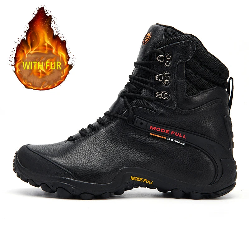 Cow Leather Men Winter Hiking Boots For Women Outdoor Waterproof Treeking Snow Shoes Climbing Mountain Hunting Walking Sneakers