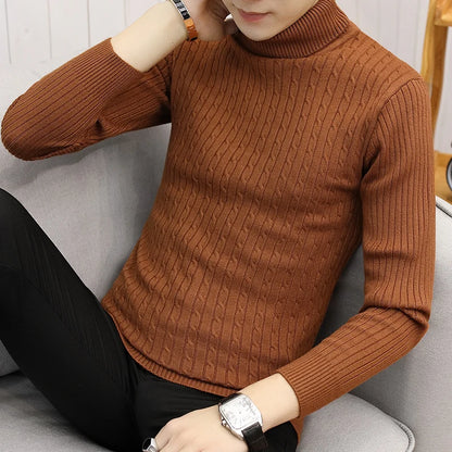 2025 Winter Men Warm Turtleneck Sweater Mens Rollneck Warm Knitted Sweater Keep Warm Men  Casual  Jumper Knit Woolen Sweater