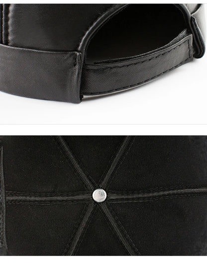 Real Leather Retro Hat Casual Landlord Chinese-Style Hat Genuine Leather Cap Thin Round Caps Fashion Winter Autumn Luxury Hats