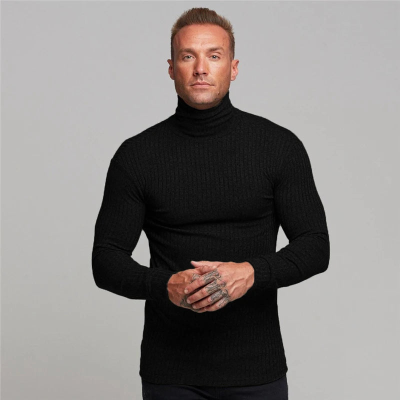 Winter Fashion Warm Hooded Sweaters Men Turtleneck Mens Sweaters Slim Fit Pullover Men Classic Sweter Man Knitwear Pull Homme