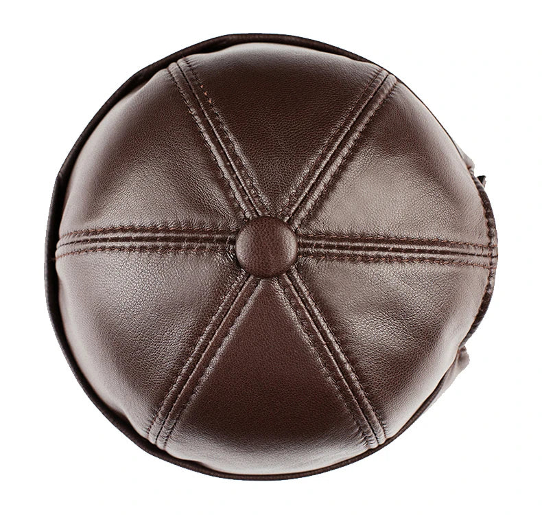 Real Leather Retro Hat Casual Landlord Chinese-Style Hat Sheepskin Cap Thin Round Caps Fashion Winter And Autumn Luxury Hats