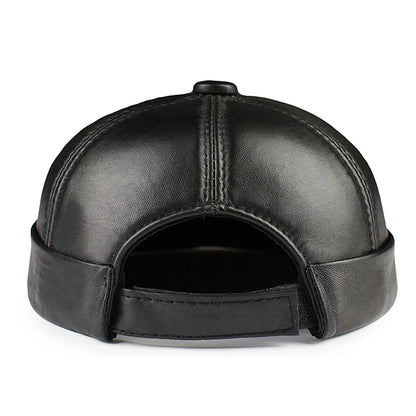 Real Leather Retro Hat Casual Landlord Chinese-Style Hat Genuine Leather Cap Thin Round Caps Fashion Winter Autumn Luxury Hats