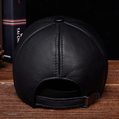 2025 Men's genuine leather baseball cap hat brand new style spring brand new style winter Russian warm one fur caps hats