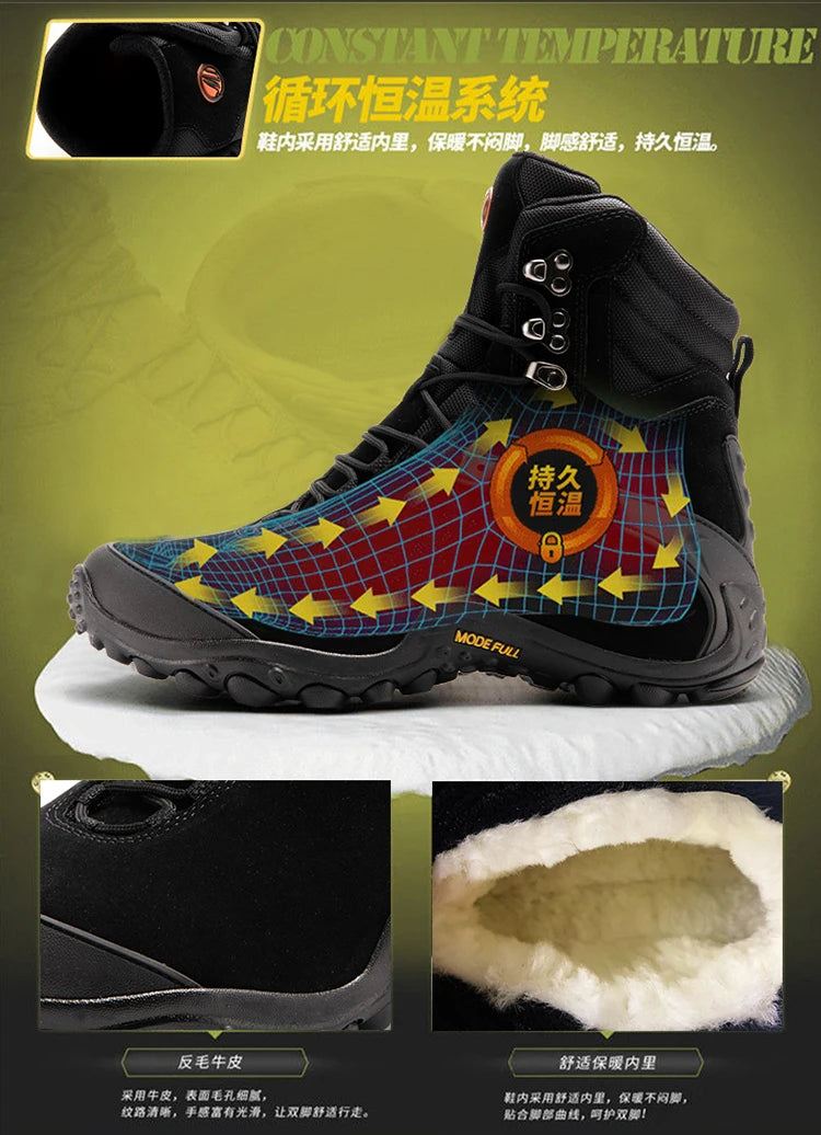 Cow Leather Men Winter Hiking Boots For Women Outdoor Waterproof Treeking Snow Shoes Climbing Mountain Hunting Walking Sneakers