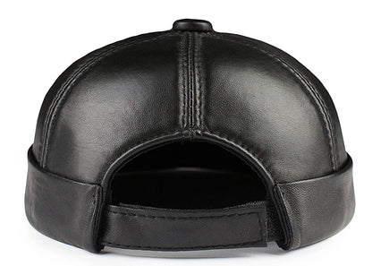 Real Leather Retro Hat Casual Landlord Chinese-Style Hat Sheepskin Cap Thin Round Caps Fashion Winter And Autumn Luxury Hats