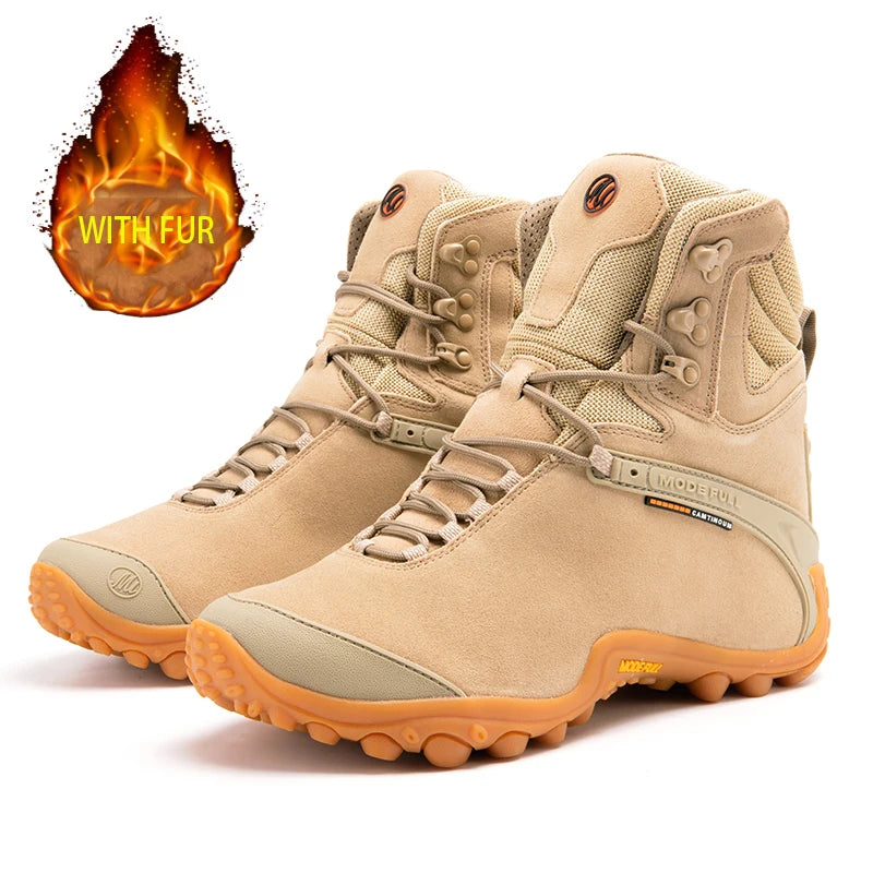 Cow Leather Men Winter Hiking Boots For Women Outdoor Waterproof Treeking Snow Shoes Climbing Mountain Hunting Walking Sneakers