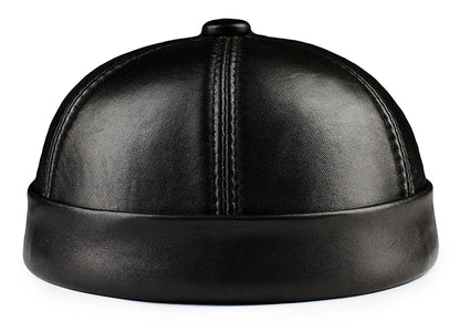 Real Leather Retro Hat Casual Landlord Chinese-Style Hat Genuine Leather Cap Thin Round Caps Fashion Winter Autumn Luxury Hats