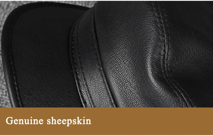 100% Leather hat Men Women Unisex Students Navy Caps Homme Locomotive Duck Tongue Flat Top Gorras Newsboy Korean Fashion Chapeu