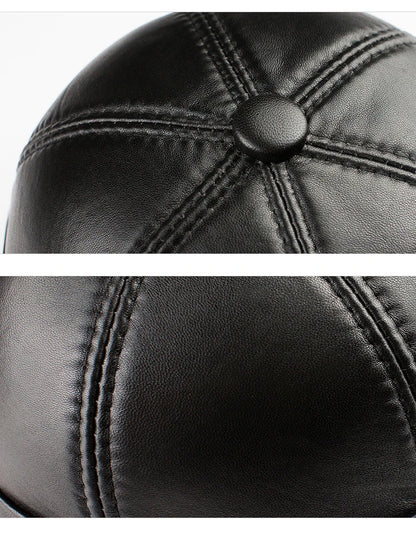 Real Leather Retro Hat Casual Landlord Chinese-Style Hat Genuine Leather Cap Thin Round Caps Fashion Winter Autumn Luxury Hats