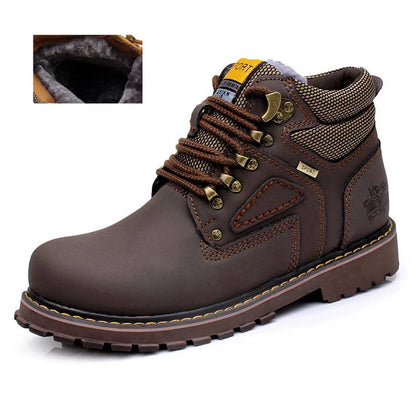 Genuine Leather Men Boots Casual Work Shoes Brown Luxury Brand Autumn Winter Handmade Fashion Male Ankle Boots Bot