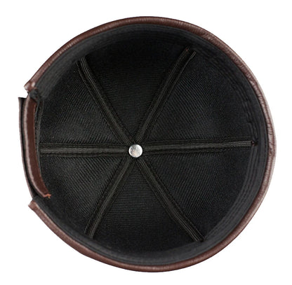 Real Leather Retro Hat Casual Landlord Chinese-Style Hat Sheepskin Cap Thin Round Caps Fashion Winter And Autumn Luxury Hats