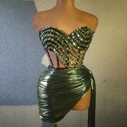 Novance Y4017 Two-Pieces Fancy Dresses Ladies Women Cocktail Dress for Women Rhinestone Evening Dress for Birthday