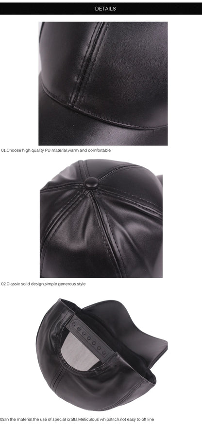 FS Luxury Brand Baseball Caps For Men Winter Women PU Leather Hat Black Trucker Hats Streetwear Hip Hop Cap Casquette Homme 2025