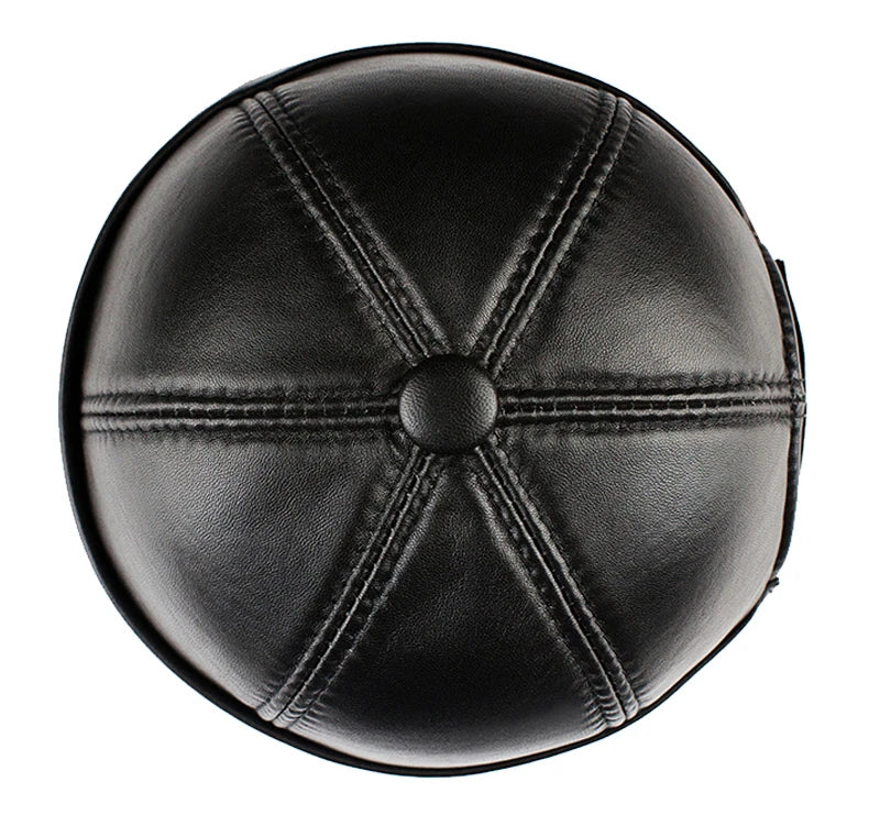 Real Leather Retro Hat Casual Landlord Chinese-Style Hat Genuine Leather Cap Thin Round Caps Fashion Winter Autumn Luxury Hats